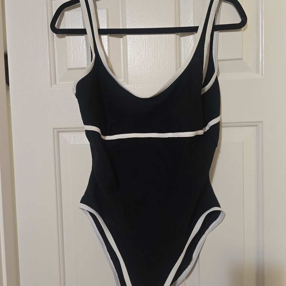 Elegant Black and White Women's Swim Bodysuit